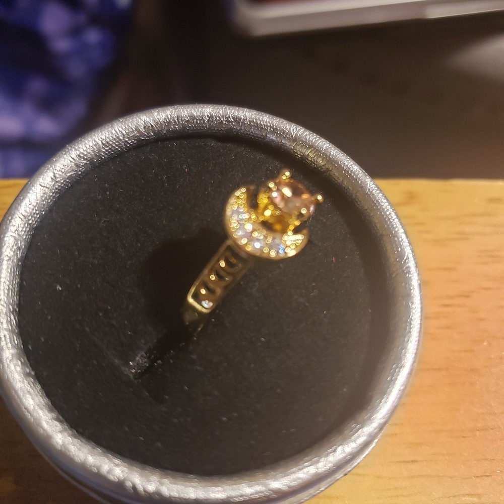 18K Gold Filled Yellow Sapphire Moon Ring - Picture 4 of 5